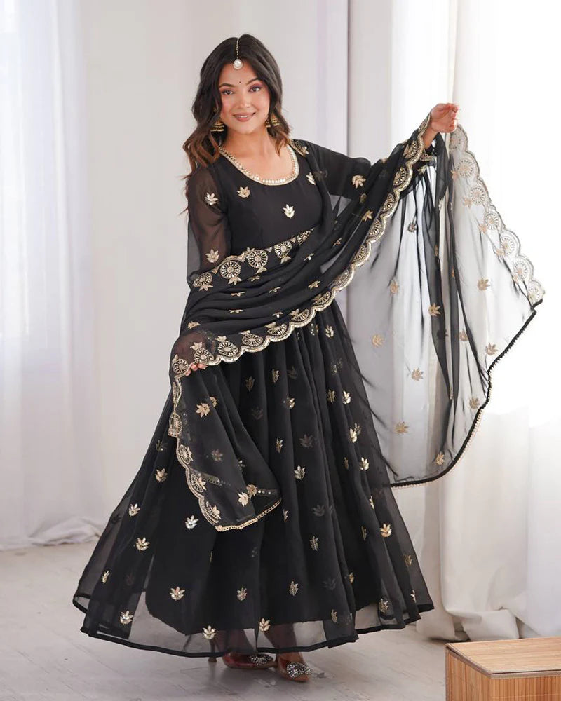 princess polly baby blue dress Black Color Digitally Printed Pure Soft Organza Anarkali Suit With Hug –  TULIP DESIGNER main image 0