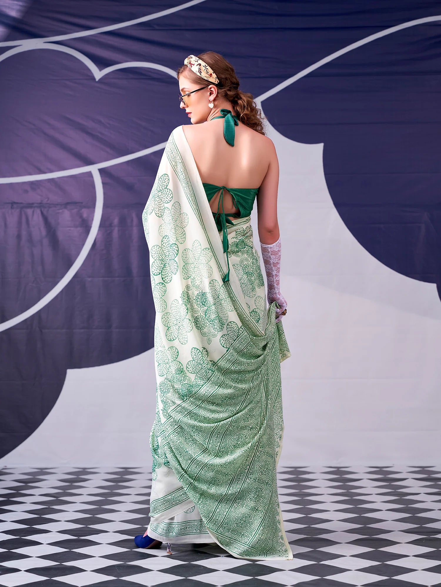 Womenline Pista Color Garcefull Look Satin Silk Saree