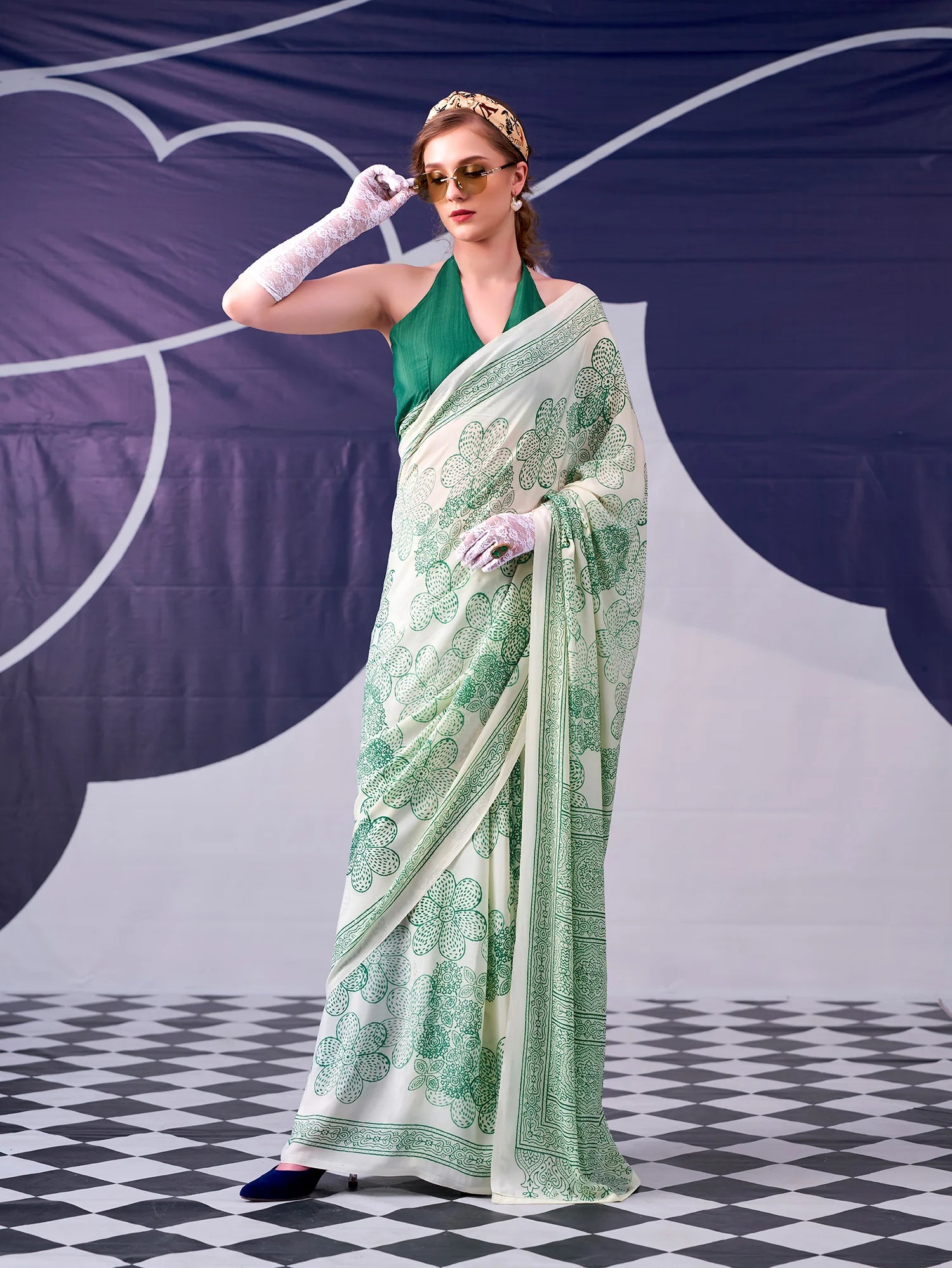 Womenline Pista Color Garcefull Look Satin Silk Saree