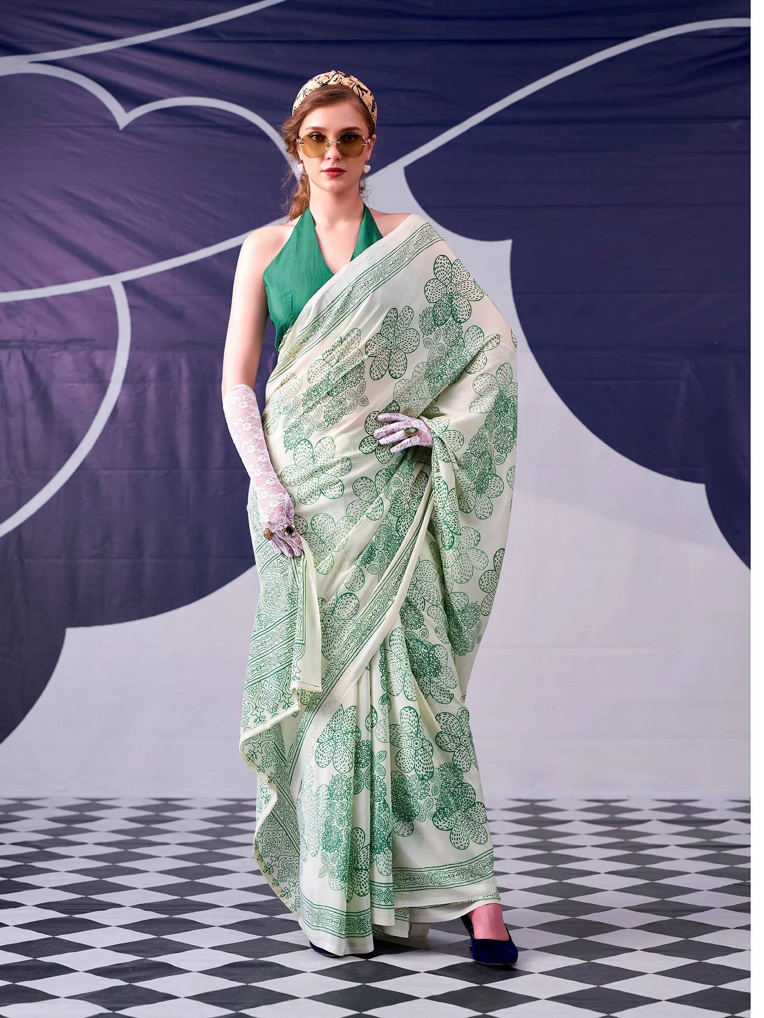 Womenline Pista Color Garcefull Look Satin Silk Saree