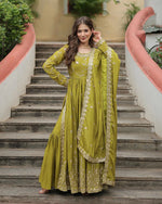 Womenline Parrot Color Designer Three Piece Sharara Suit