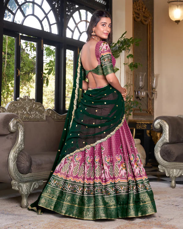Womenline Pink Color Kanchipuram Half Saree