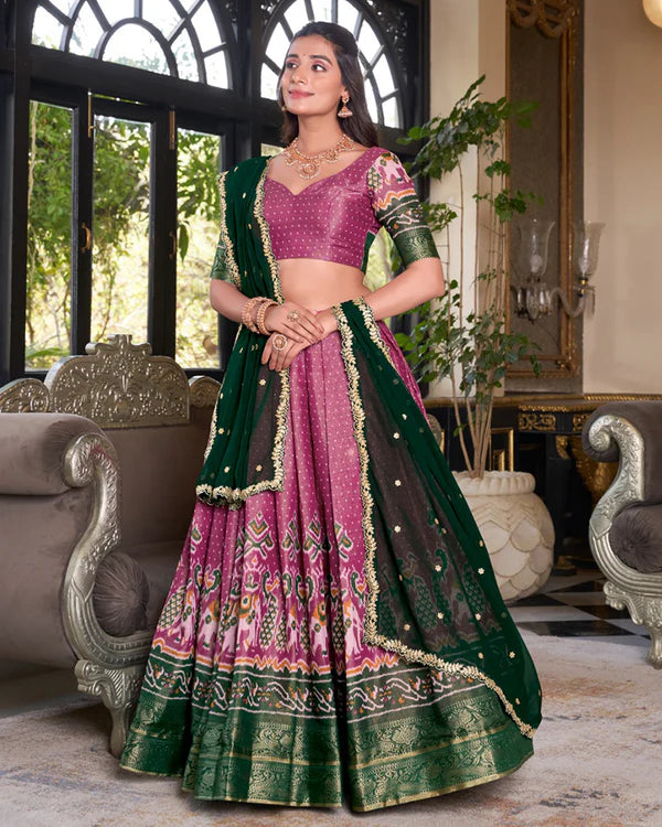 Womenline Pink Color Kanchipuram Half Saree