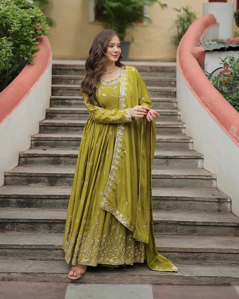 Womenline Parrot Color Designer Three Piece Sharara Suit