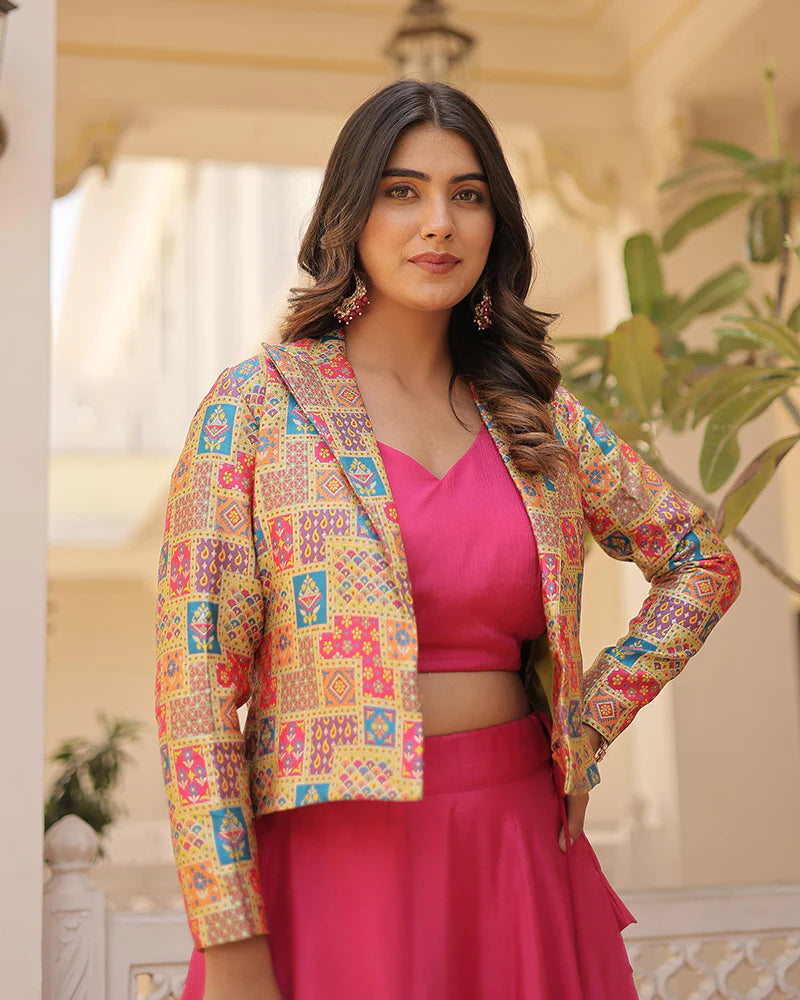 Womenline Pink Color Pure Chinnon Lehenga Choli