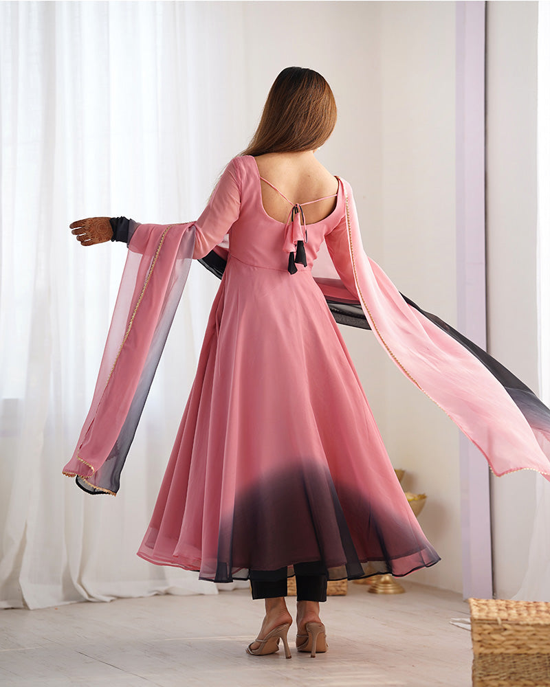 Womenline Onion Pink Color Georgette Three Piece Anarkali Suit