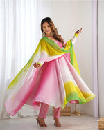 Womenline Multi Pink Color Georgette Three Piece Anarkali Suit