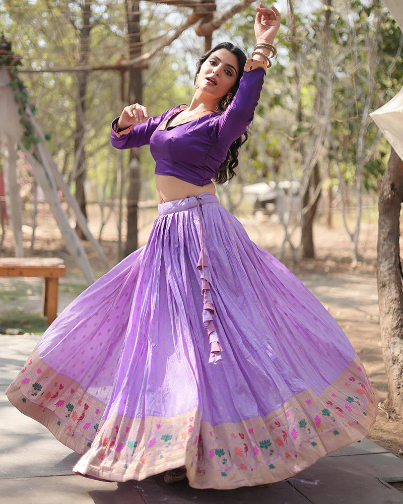 Womenline Lavender Color Dyable Jacquard Full Stitched Lehenga Choli