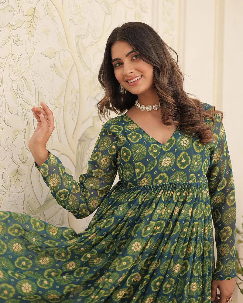 Womenline Designer Rama Color Georgette Printed Co-Ord Set