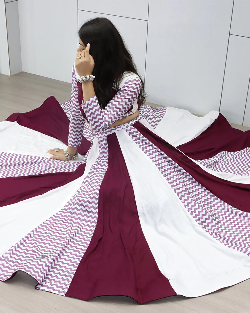 Womenline White Wine Color Pure Rayon Cotton Navratri Lehenga Choli