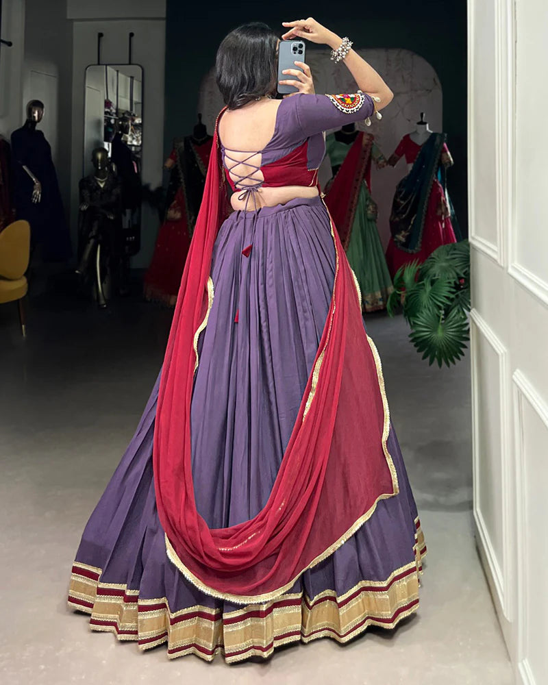 Womenline Dusty Mauve Color Rayon Navratri Lehenga Choli
