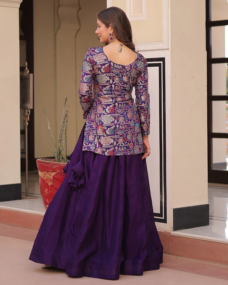 Womenline Purple Color Western Style Shimmer Lehenga Choli
