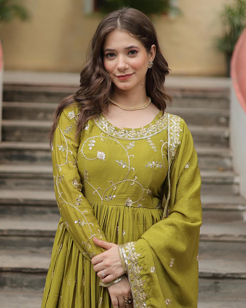 Womenline Parrot Color Designer Three Piece Sharara Suit