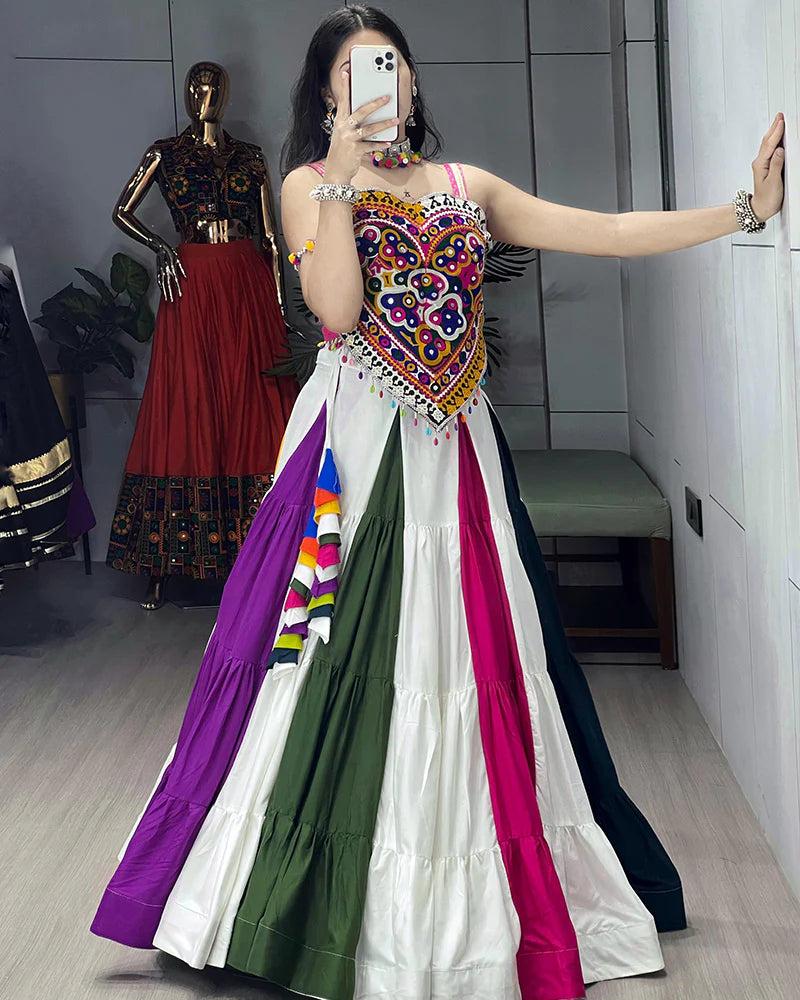 Womenline Colorful Multicolor Navratri Special Lehenga Choli with Vibrant Embroidery