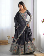 Womenline Black Color Natural Crepe silk Lehenga Choli