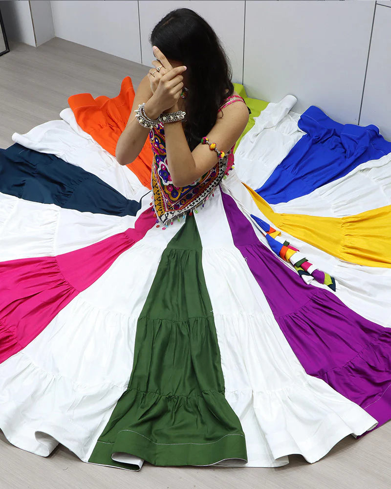 Womenline Colorful Multicolor Navratri Special Lehenga Choli with Vibrant Embroidery