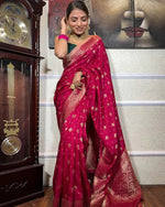 Womenline Rani Pink Color Small Butti Design Banarasi Soft Silk Saree