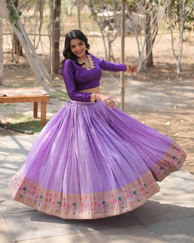 Womenline Lavender Color Dyable Jacquard Full Stitched Lehenga Choli