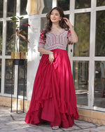Womenline Rani Pink Color Western Style Embroidered Lehenga Choli