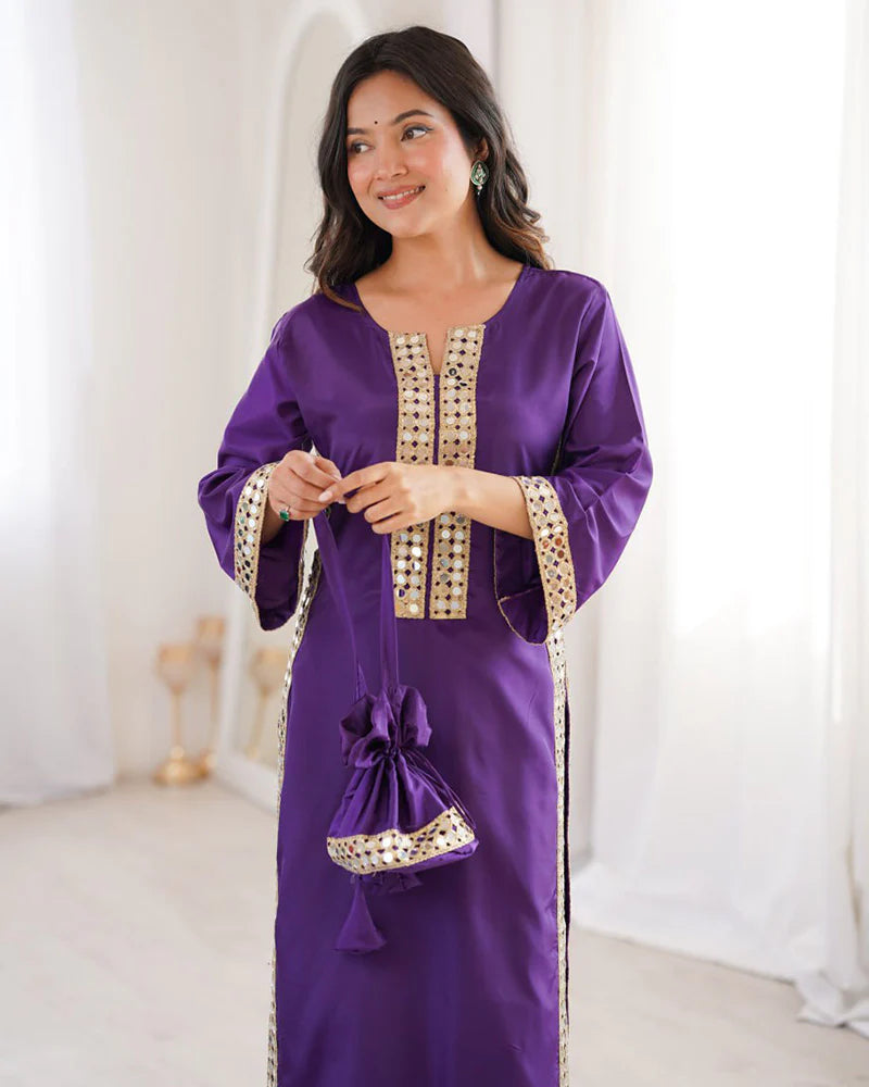 Womenline Purple Color Natural Crape Kurti Suit