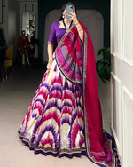 Womenline Purple Color Tasar Silk Dye Printed Lehenga Choli
