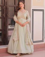 Womenline Pista Color Star Georgette Embroidered Gown