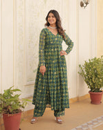 Womenline Designer Rama Color Georgette Printed Co-Ord Set