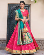 Womenline Pink Color Jacquard Silk Half Saree