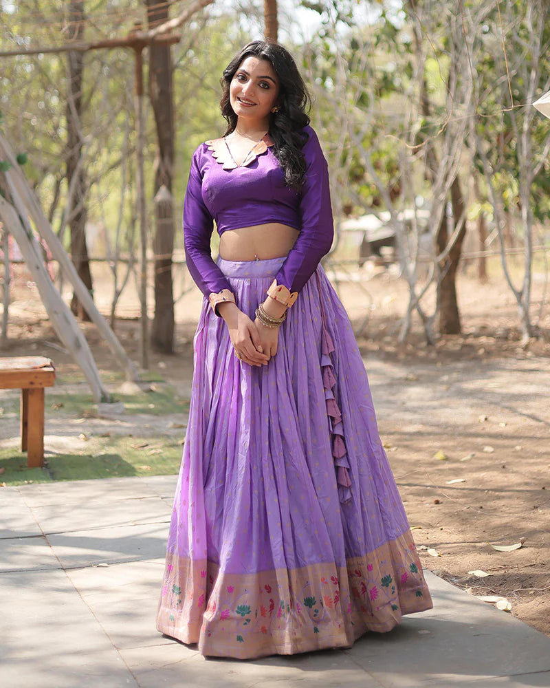 Womenline Lavender Color Dyable Jacquard Full Stitched Lehenga Choli