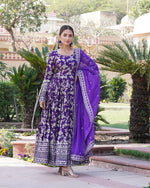 Womenline Designer Purple Color Sequence embroidered Viscose Jacquard Gown With Dupatta