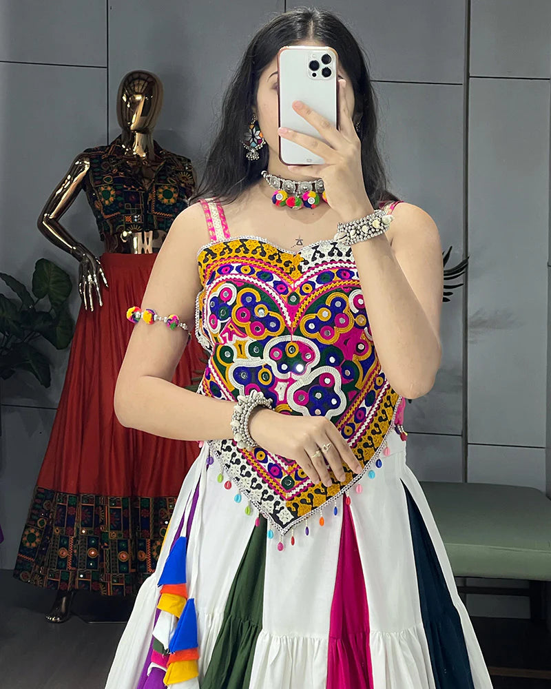 Womenline Colorful Multicolor Navratri Special Lehenga Choli with Vibrant Embroidery