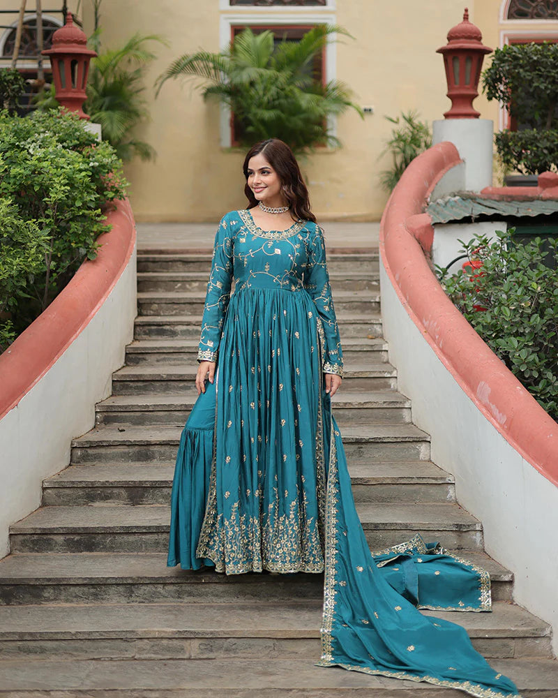 Womenline Rama Color Designer Three Piece Sharara Suit
