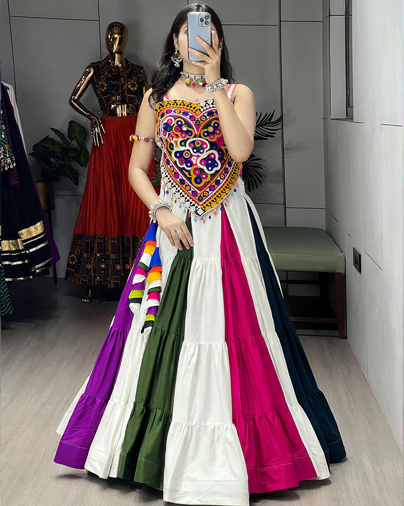 Womenline Colorful Multicolor Navratri Special Lehenga Choli with Vibrant Embroidery