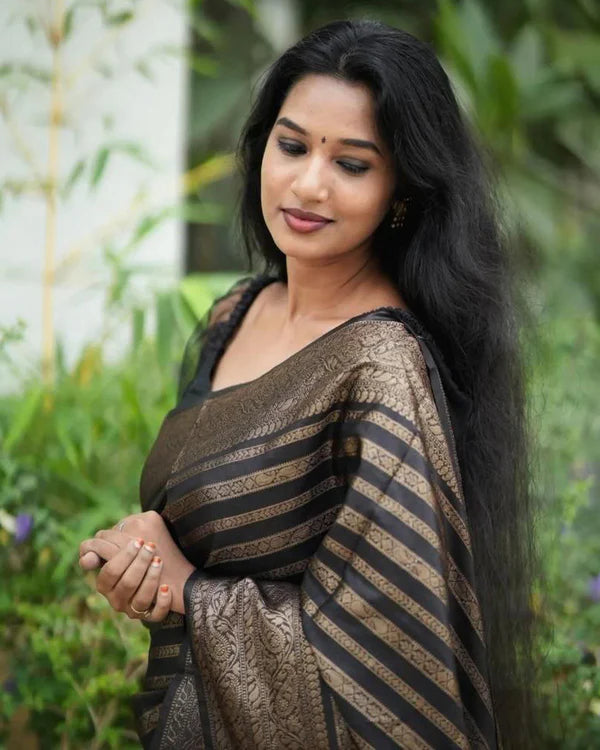 Womenline Black color Soft banarasi Silk Saree