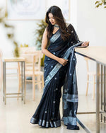 Womenline New Design Black Color Soft Cotton Saree