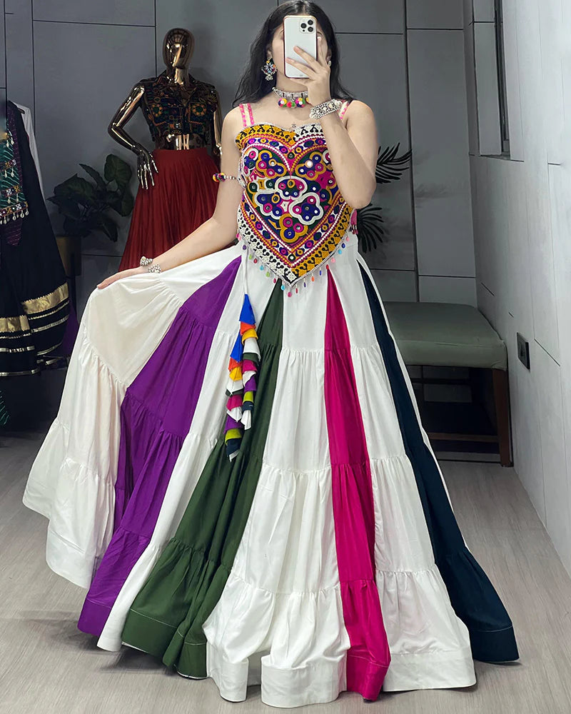 Womenline Colorful Multicolor Navratri Special Lehenga Choli with Vibrant Embroidery
