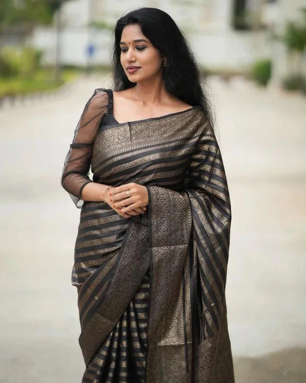 Womenline Black color Soft banarasi Silk Saree