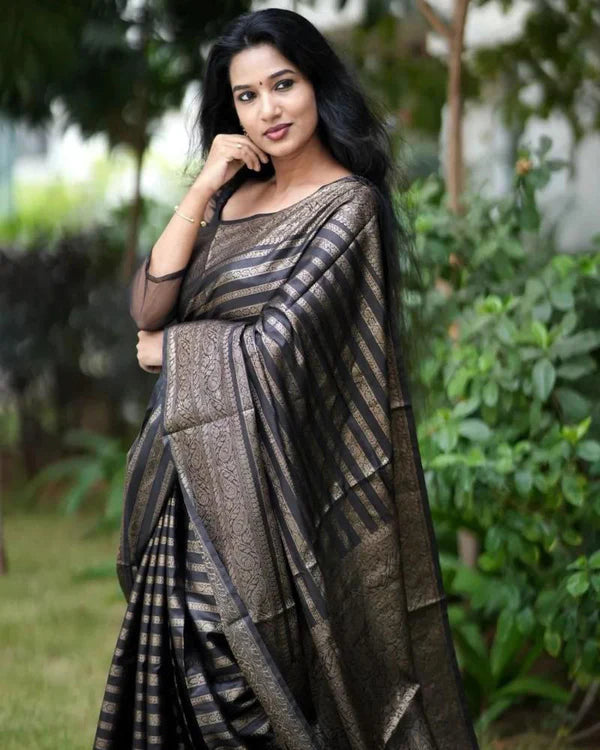 Womenline Black color Soft banarasi Silk Saree