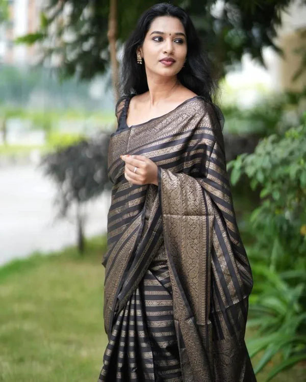 Womenline Black color Soft banarasi Silk Saree