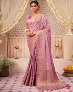 Womenline Lavender Color Banarasi Jacquard Soft Silk Saree