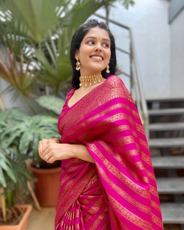 Womenline pink color Soft banarasi Silk Saree