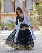 Womenline Rama Color Faux Blooming Embroidered Plazzo Suit