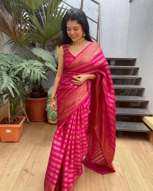 Womenline pink color Soft banarasi Silk Saree