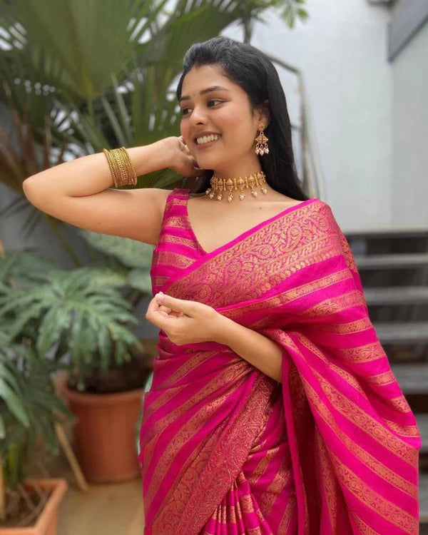 Womenline pink color Soft banarasi Silk Saree