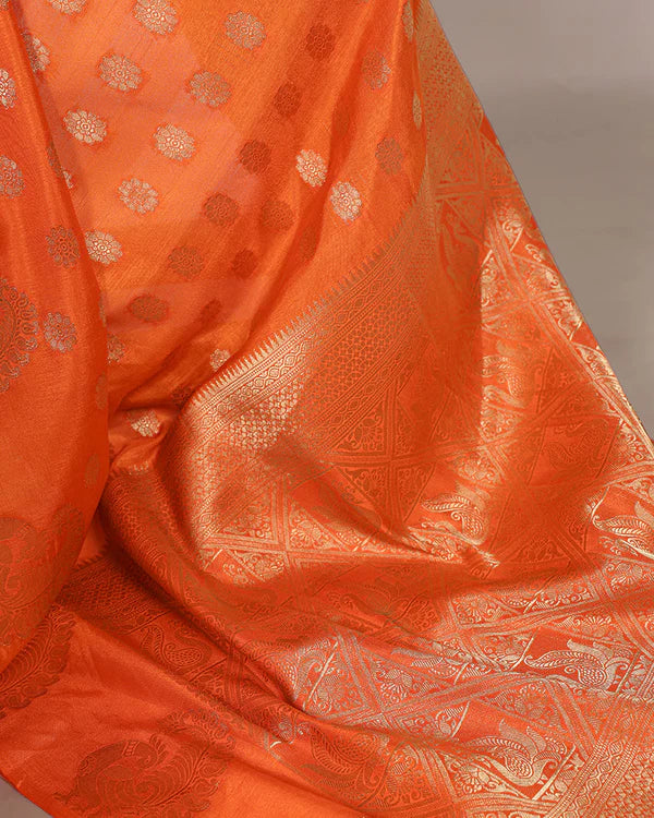 Womenline Orange Color Roop Silk Zari Weaving Saree