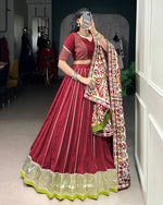 Womenline Traditional Maroon Color Chanderi Navratri Lehenga Choli