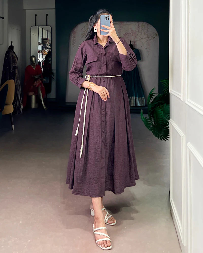 Womenline Dusty Mauve Color Crackel Tunic