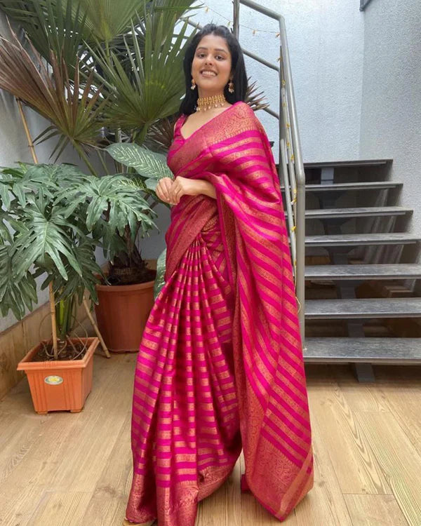 Womenline pink color Soft banarasi Silk Saree