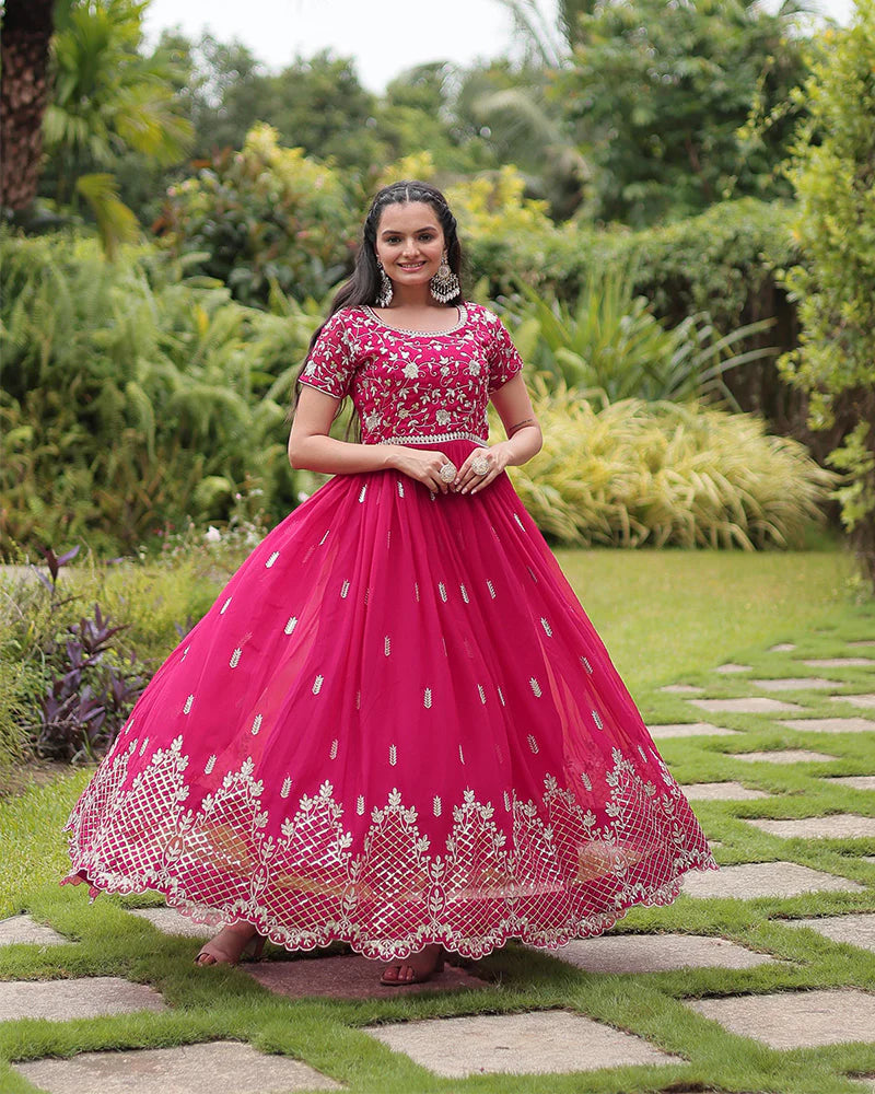 Womenline Rani Color Faux Blooming Embroidered Gown
