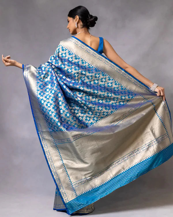 Womenline Firoji Color Banarasi Jacquard Soft Silk Saree